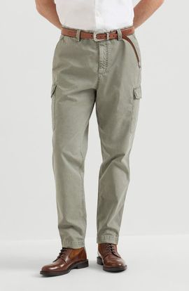 Brunello Cucinelli Brunello Cucinelli Peached cotton gabardine trousers with cargo pockets