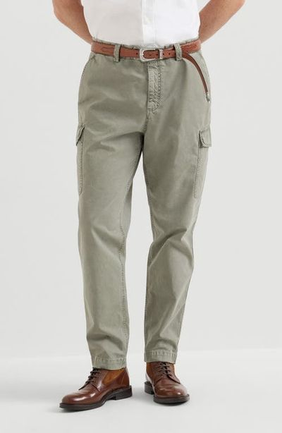 Brunello Cucinelli Brunello Cucinelli Peached cotton gabardine trousers with cargo pockets