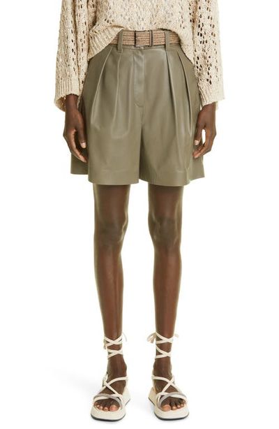 Brunello Cucinelli Brunello Cucinelli Pleat Front Leather City Shorts