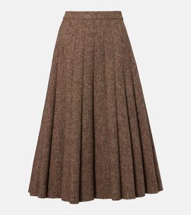 Brunello Cucinelli Brunello Cucinelli Pleated wool-blend tweed midi skirt