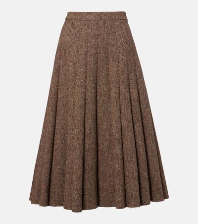 Brunello Cucinelli Brunello Cucinelli Pleated wool-blend tweed midi skirt