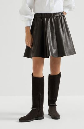 Brunello Cucinelli Brunello Cucinelli Polished nappa leather mini circle skirt