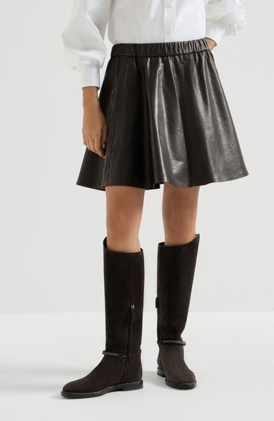 Brunello Cucinelli Brunello Cucinelli Polished nappa leather mini circle skirt