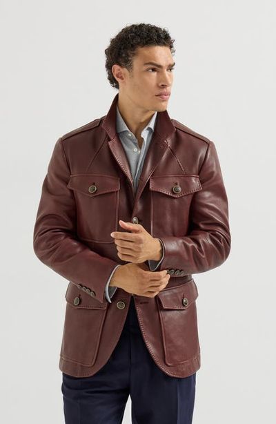 Brunello Cucinelli Brunello Cucinelli Polished nappa leather utility blazer