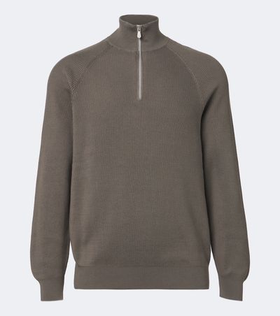 Brunello Cucinelli Brunello Cucinelli Ribbed-knit half-zip cotton sweater
