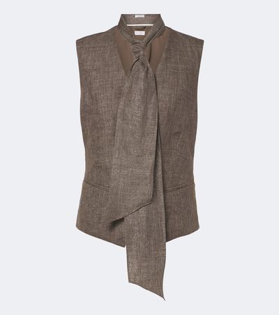 Brunello Cucinelli Brunello Cucinelli Scarf-detail linen vest