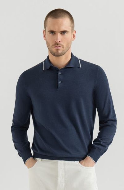 Brunello Cucinelli Brunello Cucinelli Sea Island cotton and cashmere lightweight knit polo
