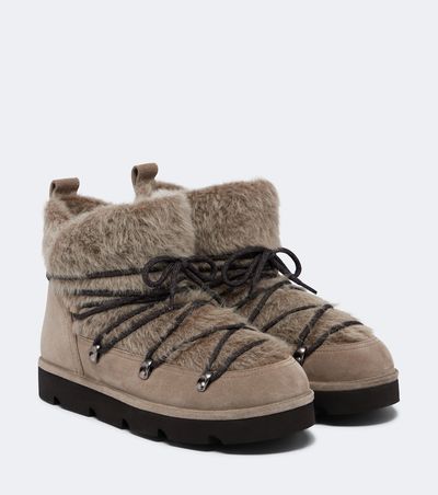 Brunello Cucinelli Brunello Cucinelli Shearling and suede snow boots