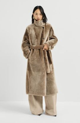 Brunello Cucinelli Brunello Cucinelli Shearling coat with belt and monili