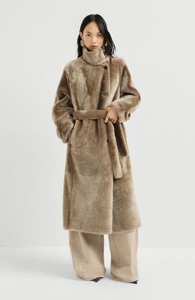 Brunello Cucinelli Brunello Cucinelli Shearling coat with belt and monili