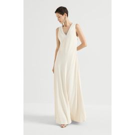 Brunello Cucinelli Brunello Cucinelli Silk and acetate crêpe cady fluid dress with precious neckline