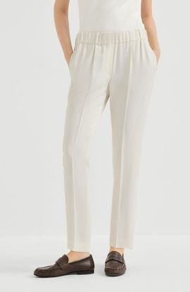 Brunello Cucinelli Brunello Cucinelli Silk and acetate crêpe cady tailored jogger trousers