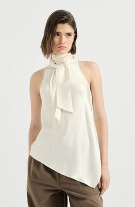 Brunello Cucinelli Brunello Cucinelli Silk satin top with monili