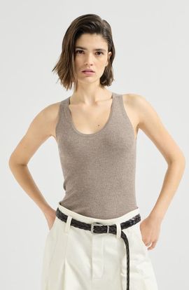 Brunello Cucinelli Brunello Cucinelli Sparkling Cashmere And Viscose Rib Knit Top
