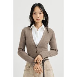 Brunello Cucinelli Brunello Cucinelli Sparkling cashmere lightweight ribbed cardigan