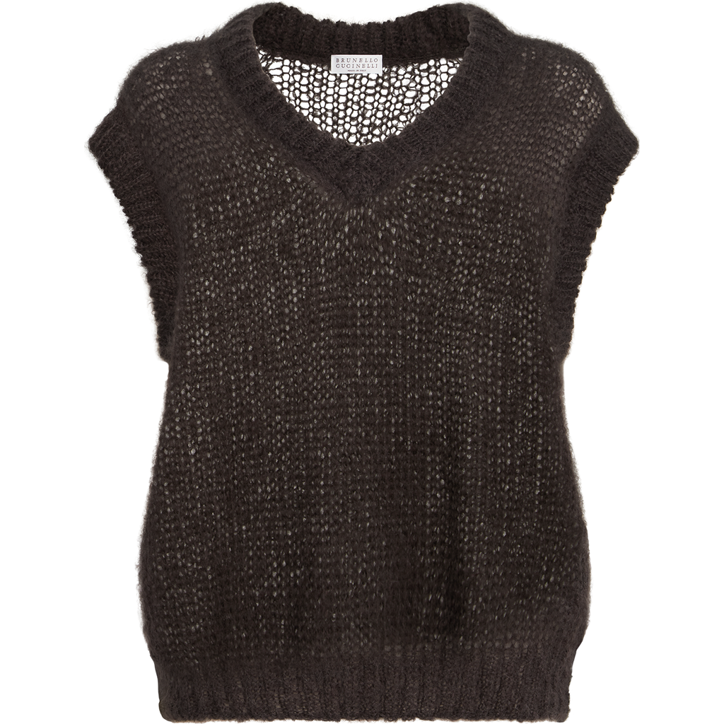 Brunello Cucinelli Brunello Cucinelli Sparkling mohair sweater vest with monili