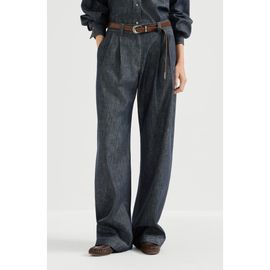 Brunello Cucinelli Brunello Cucinelli Sparkling no-fade denim loose curved trousers with monili 