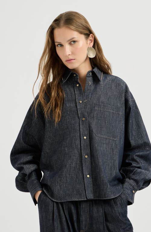 Brunello Cucinelli Brunello Cucinelli Sparkling no-fade denim shirt with shiny collar 