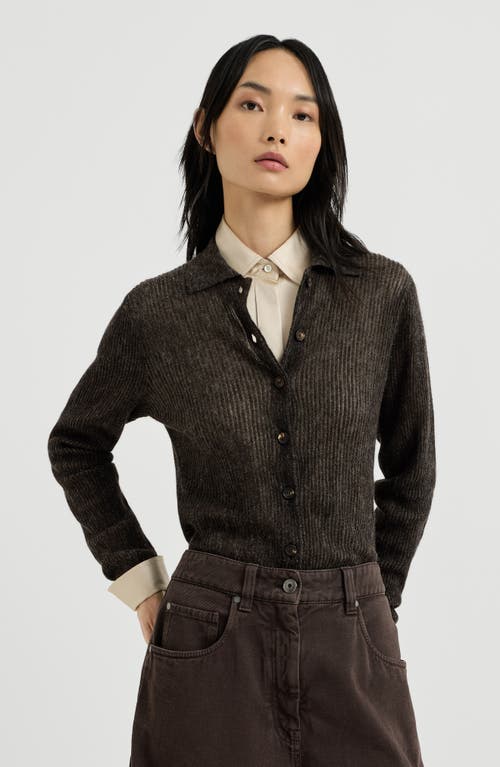 Brunello Cucinelli Brunello Cucinelli Sparkling silk, alpaca and wool rib knit cardigan