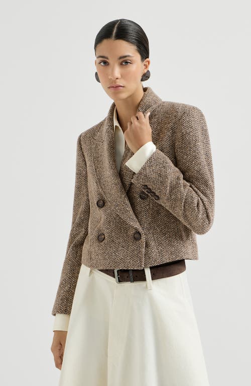 Brunello Cucinelli Brunello Cucinelli Sparkling virgin wool chevron cropped blazer