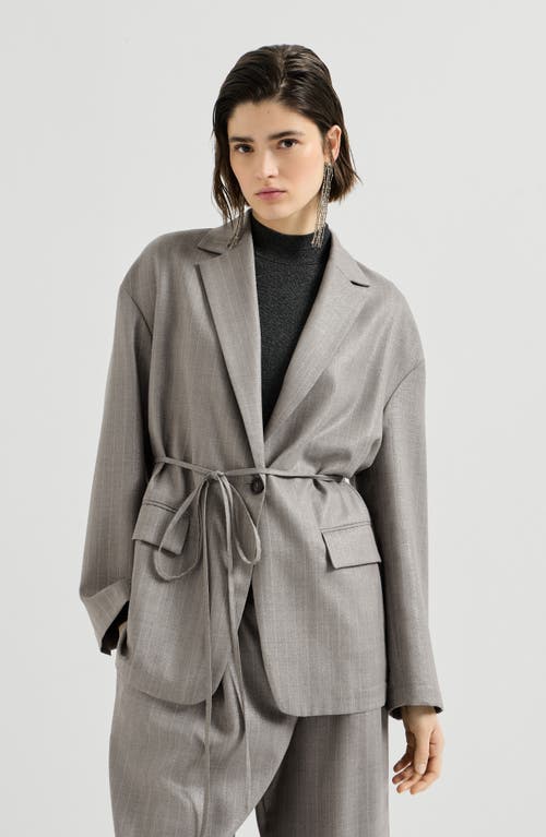 Brunello Cucinelli Brunello Cucinelli Sparkling virgin wool pinstripe blazer with monili
