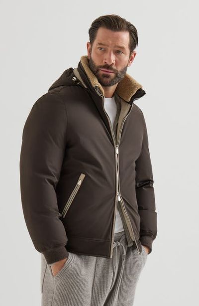 Brunello Cucinelli Brunello Cucinelli Stretch bonded nylon down jacket with detachable hood