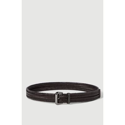 Brunello Cucinelli Brunello Cucinelli Stretch braided leather belt with shiny loop