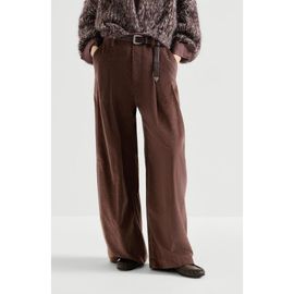 Brunello Cucinelli Brunello Cucinelli Stretch cotton and cashmere corduroy five-pocket baggy trousers with monili
