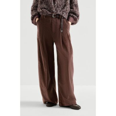 Brunello Cucinelli Brunello Cucinelli Stretch cotton and cashmere corduroy five-pocket baggy trousers with monili
