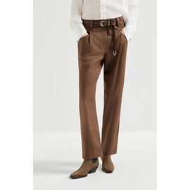 Brunello Cucinelli Brunello Cucinelli Stretch cotton cover baggy pull-on trousers with shiny bartack