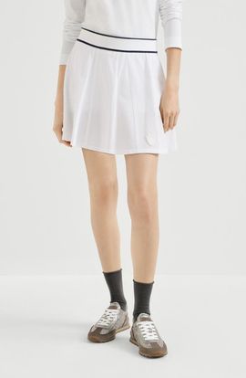 Brunello Cucinelli Brunello Cucinelli Stretch cotton piqué mini skirt with logo
