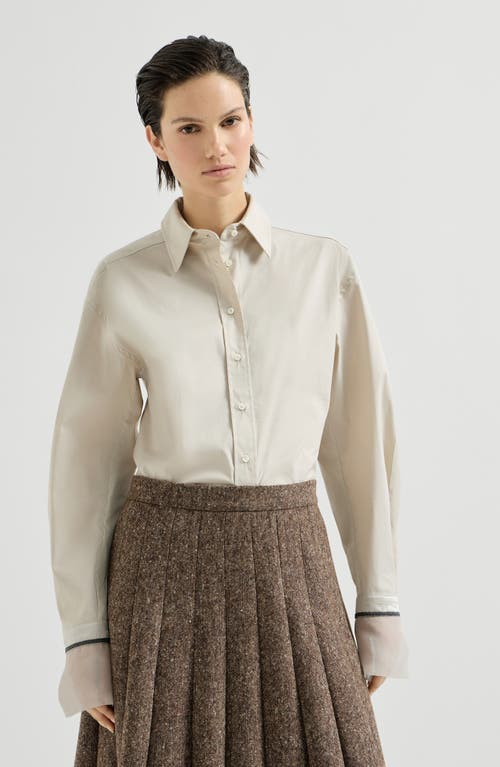 Brunello Cucinelli Brunello Cucinelli Stretch cotton poplin shirt with shiny silk cuffs