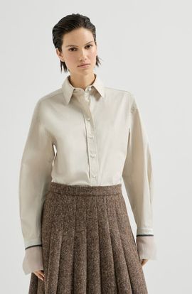 Brunello Cucinelli Brunello Cucinelli Stretch cotton poplin shirt with shiny silk cuffs