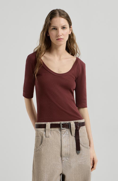 Brunello Cucinelli Brunello Cucinelli Stretch cotton ribbed jersey T-shirt with monili