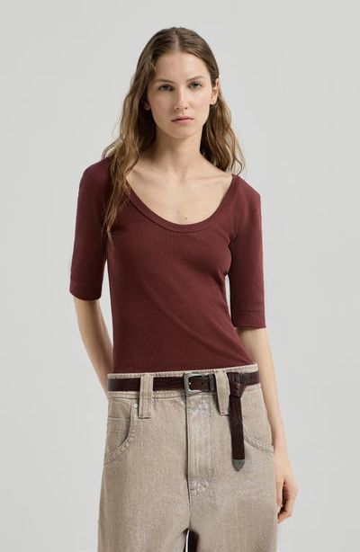Brunello Cucinelli Brunello Cucinelli Stretch cotton ribbed jersey T-shirt with monili