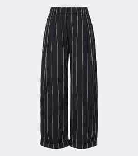 Brunello Cucinelli Brunello Cucinelli Striped cotton and linen wide-leg pants