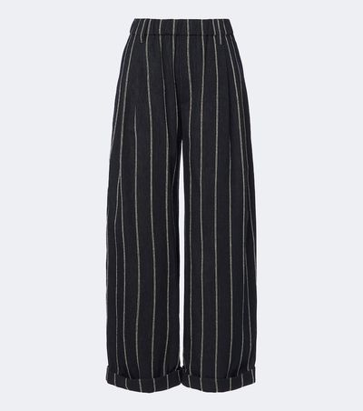 Brunello Cucinelli Brunello Cucinelli Striped cotton and linen wide-leg pants