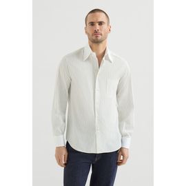 Brunello Cucinelli Brunello Cucinelli Striped cotton and silk shirt with contrast Italian collar and cuffs