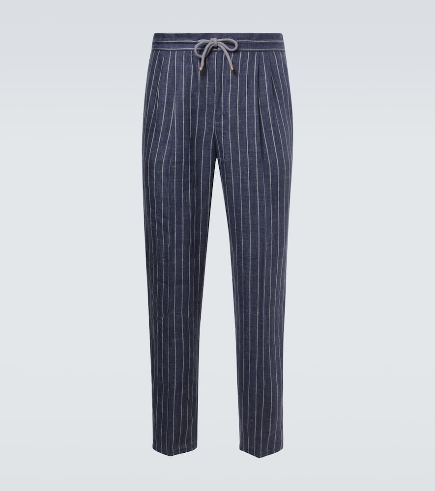 Brunello Cucinelli - Striped linen straight pants
