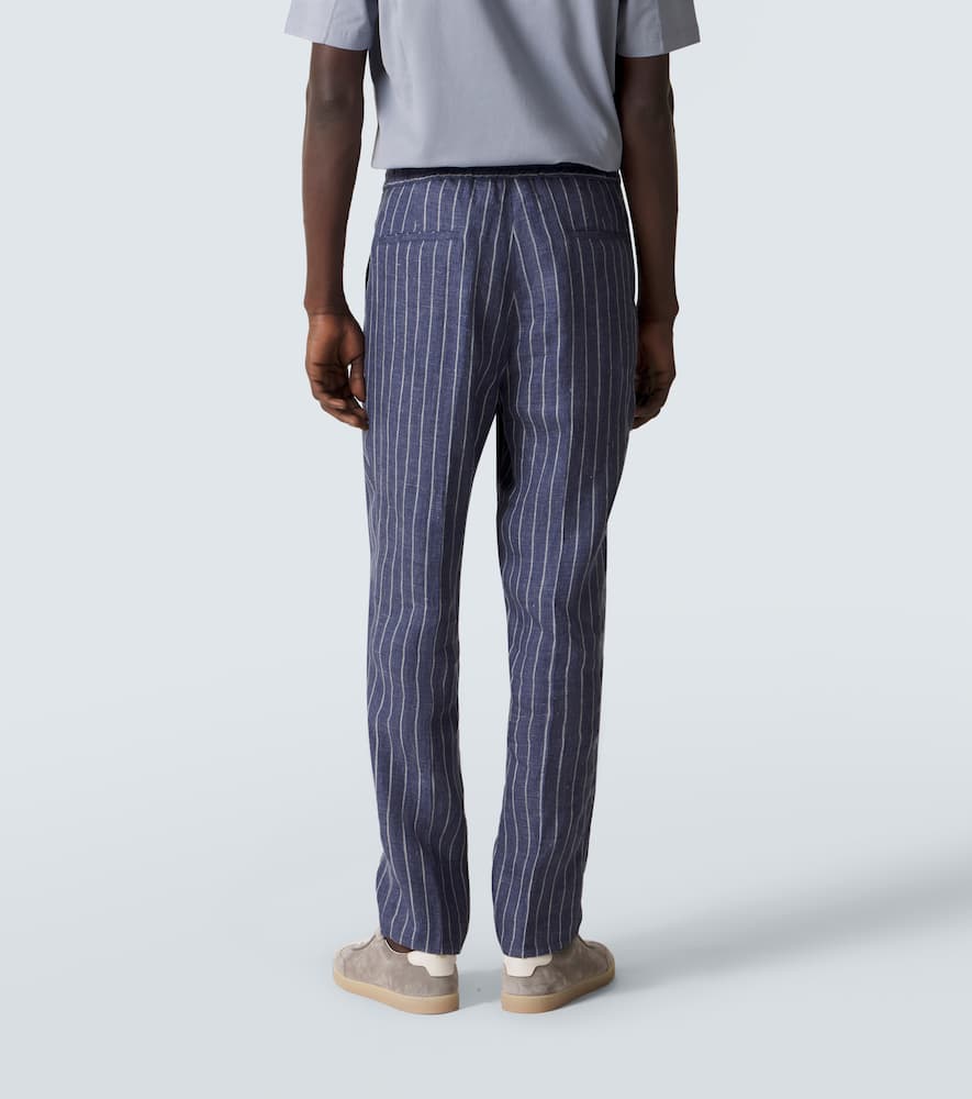 Brunello Cucinelli - Striped linen straight pants