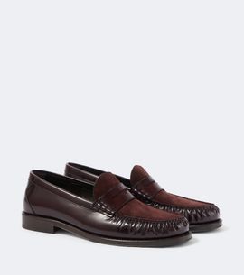Brunello Cucinelli Brunello Cucinelli Suede-paneled leather penny loafers