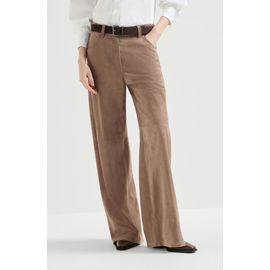 Brunello Cucinelli Brunello Cucinelli Suede baggy trousers with monili