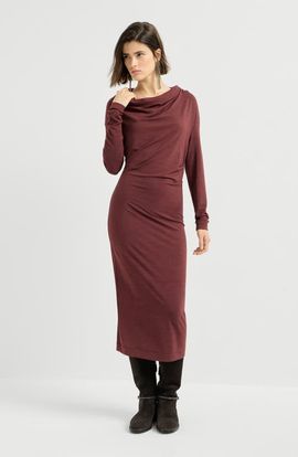 Brunello Cucinelli Brunello Cucinelli Techno wool jersey dress with draping and monili