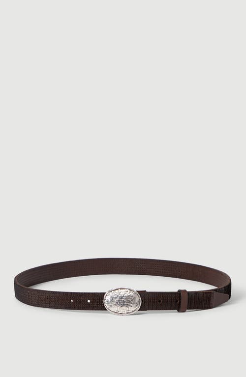 Brunello Cucinelli Brunello Cucinelli Textured calfskin belt with braided metal buckle