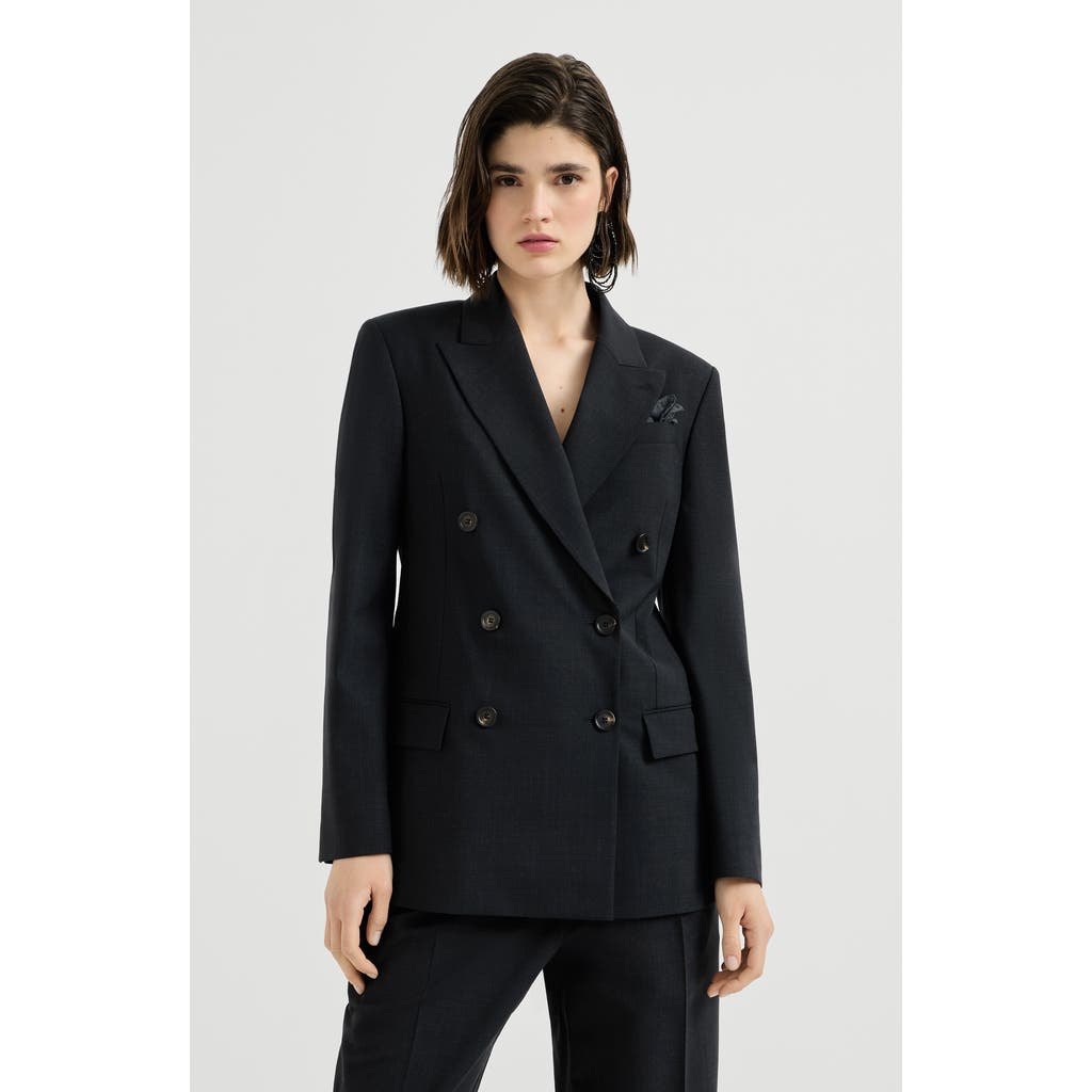 Brunello Cucinelli Brunello Cucinelli Tropical luxury wool blazer with monili