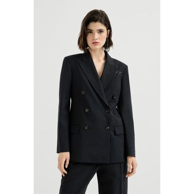 Brunello Cucinelli Brunello Cucinelli Tropical luxury wool blazer with monili