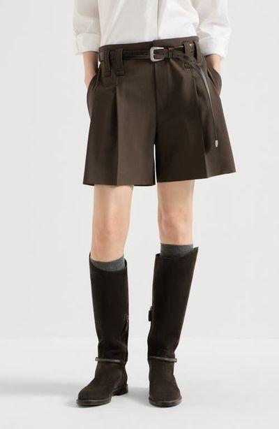 Brunello Cucinelli Brunello Cucinelli Tropical luxury wool formal shorts with monili