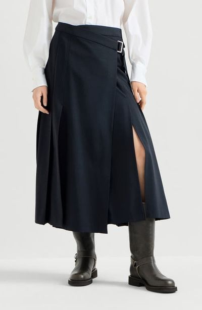 Brunello Cucinelli Brunello Cucinelli Tropical luxury wool kilt skirt