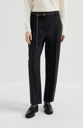 Brunello Cucinelli Brunello Cucinelli Tropical luxury wool slouchy trousers with monili
