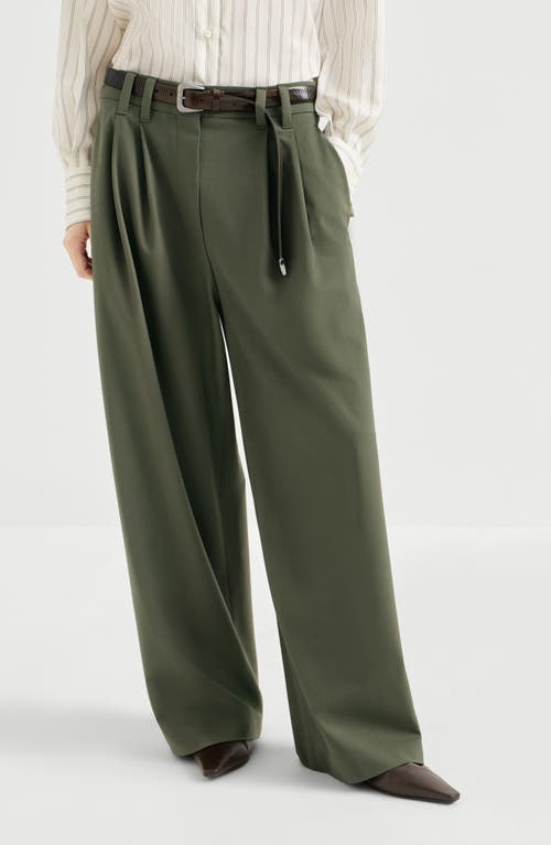 Brunello Cucinelli Brunello Cucinelli Tropical luxury wool tailored trousers with monili